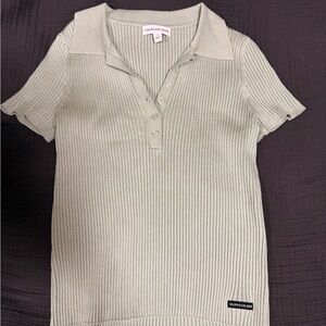 Calvin Klein Jeans Women's Ribbed T Shirt - Light Gray